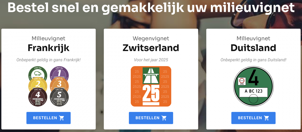 milieuvignet bestellen online sticker milieu Frankrijk